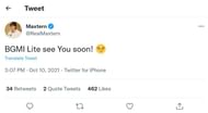 Maxtern's tweet regarding BGMI Lite (Image via Twitter)